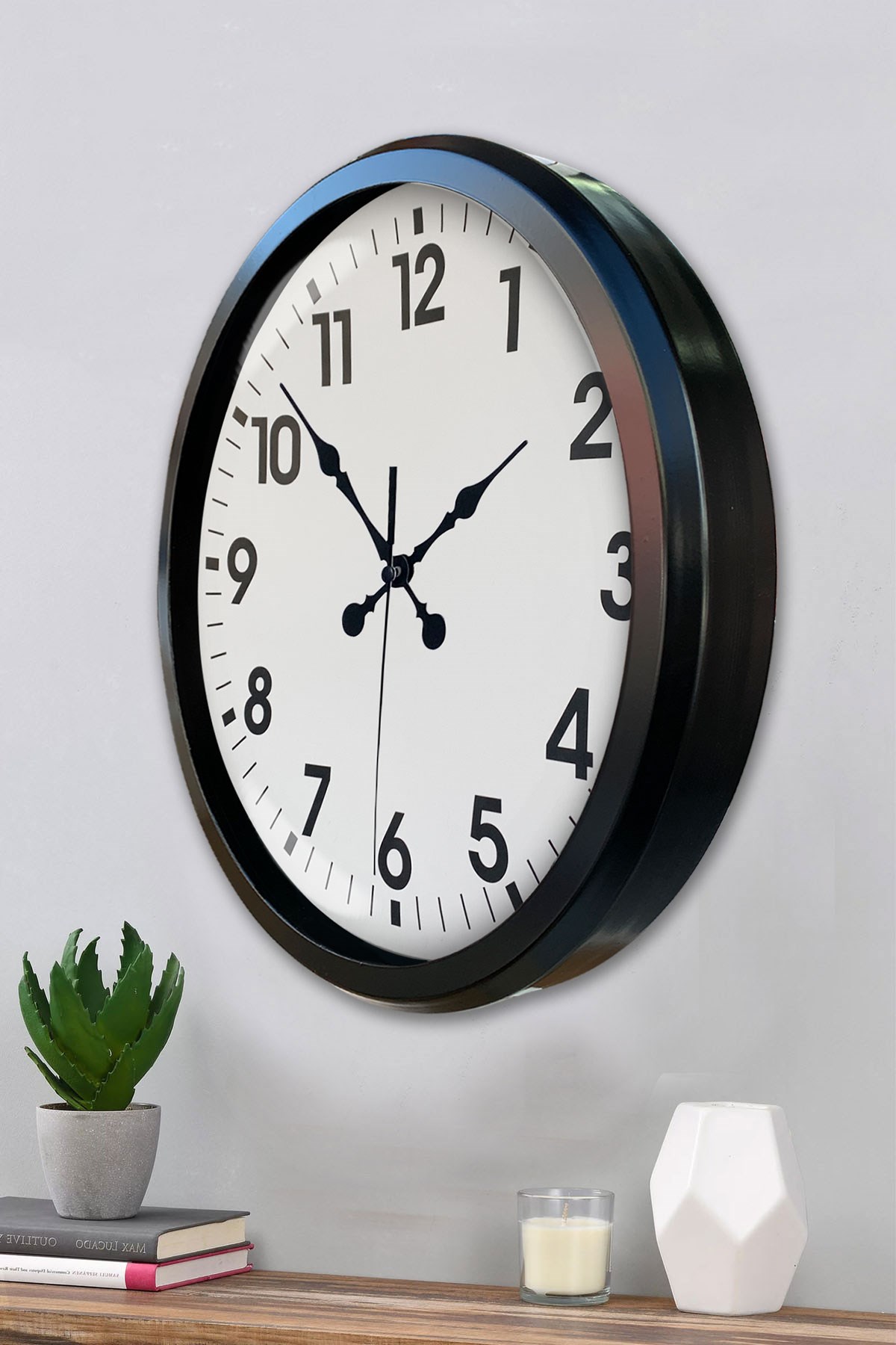 Siyah Klasik 52 Cm Modern Duvar Saati