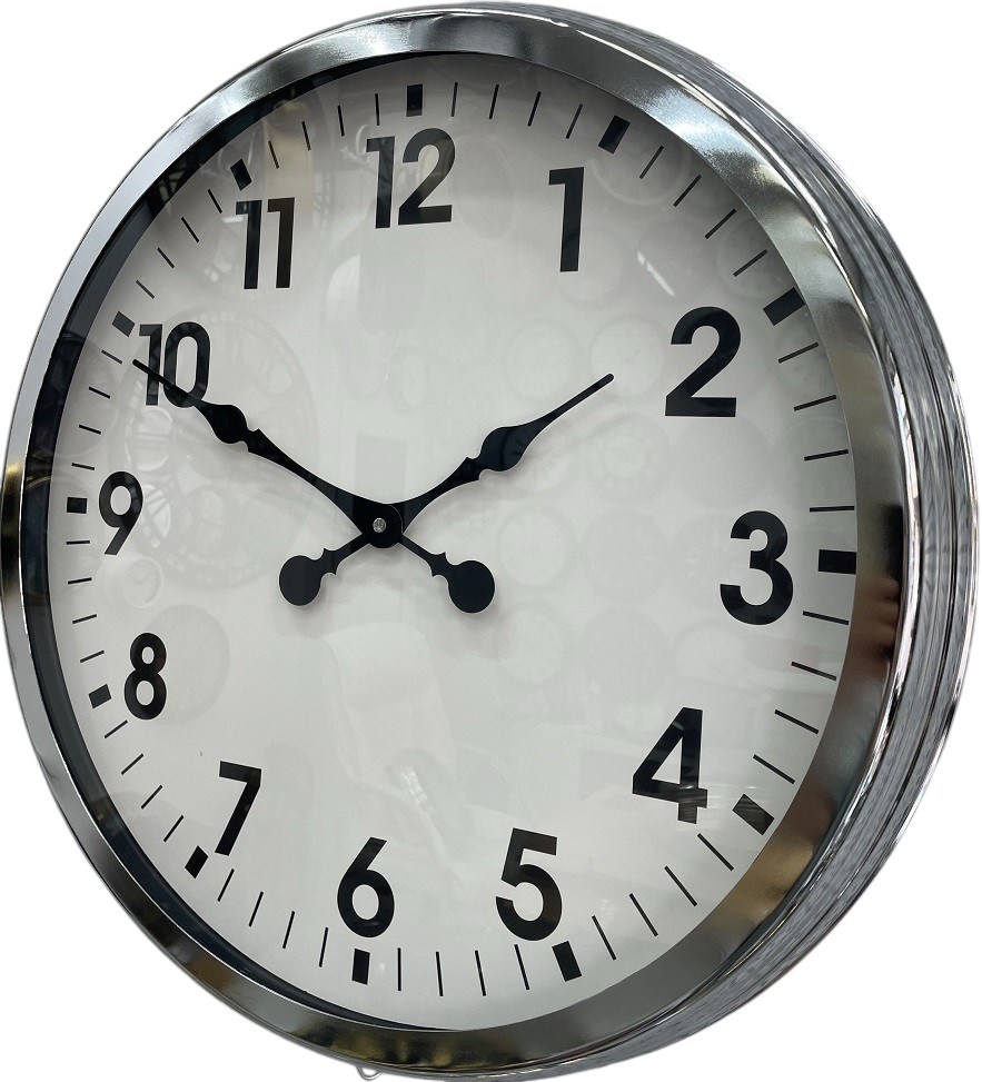 60 cm Krom Metal Duvar Saati