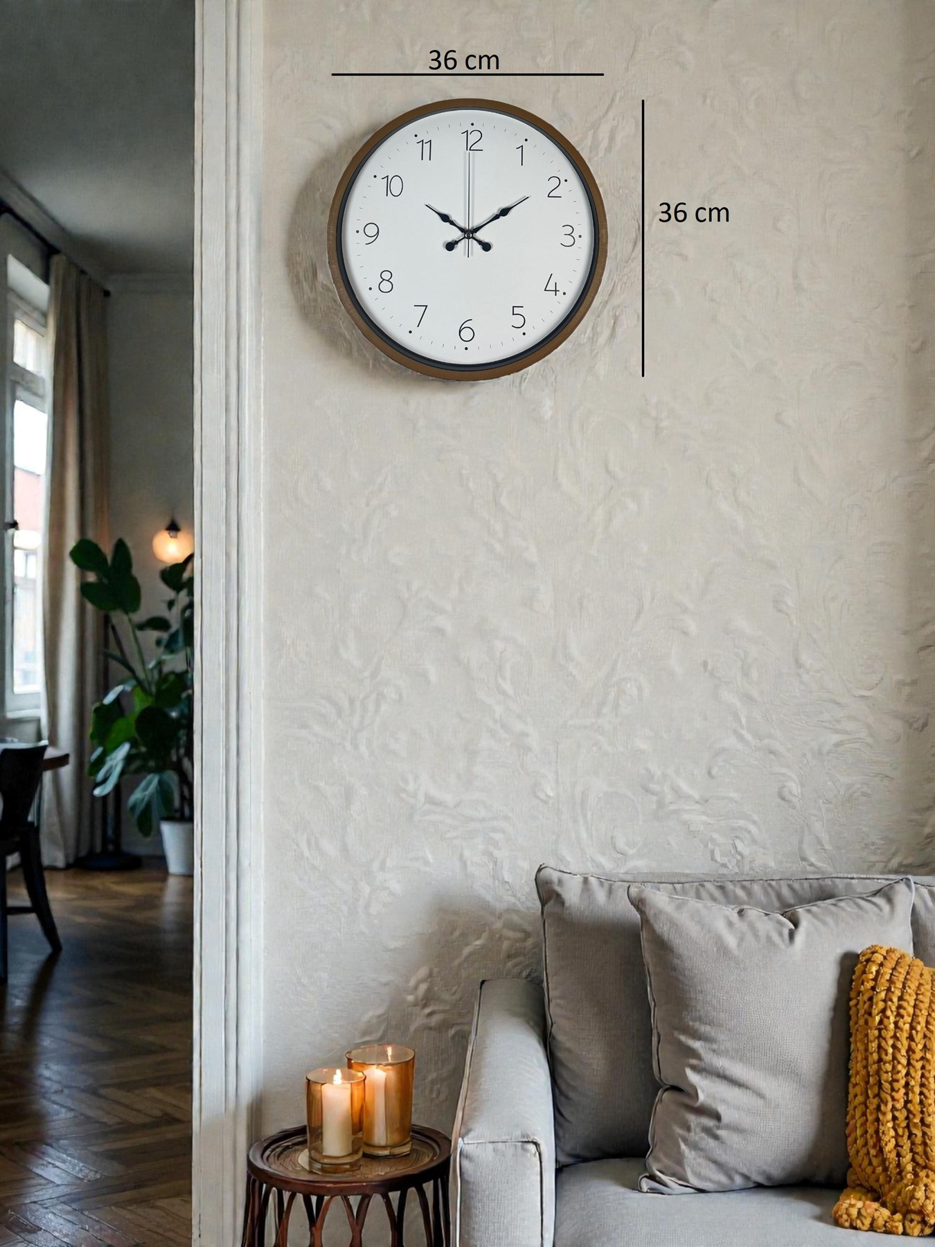 36 Cm Kahverengi Sade Dekoratif Duvar Saati