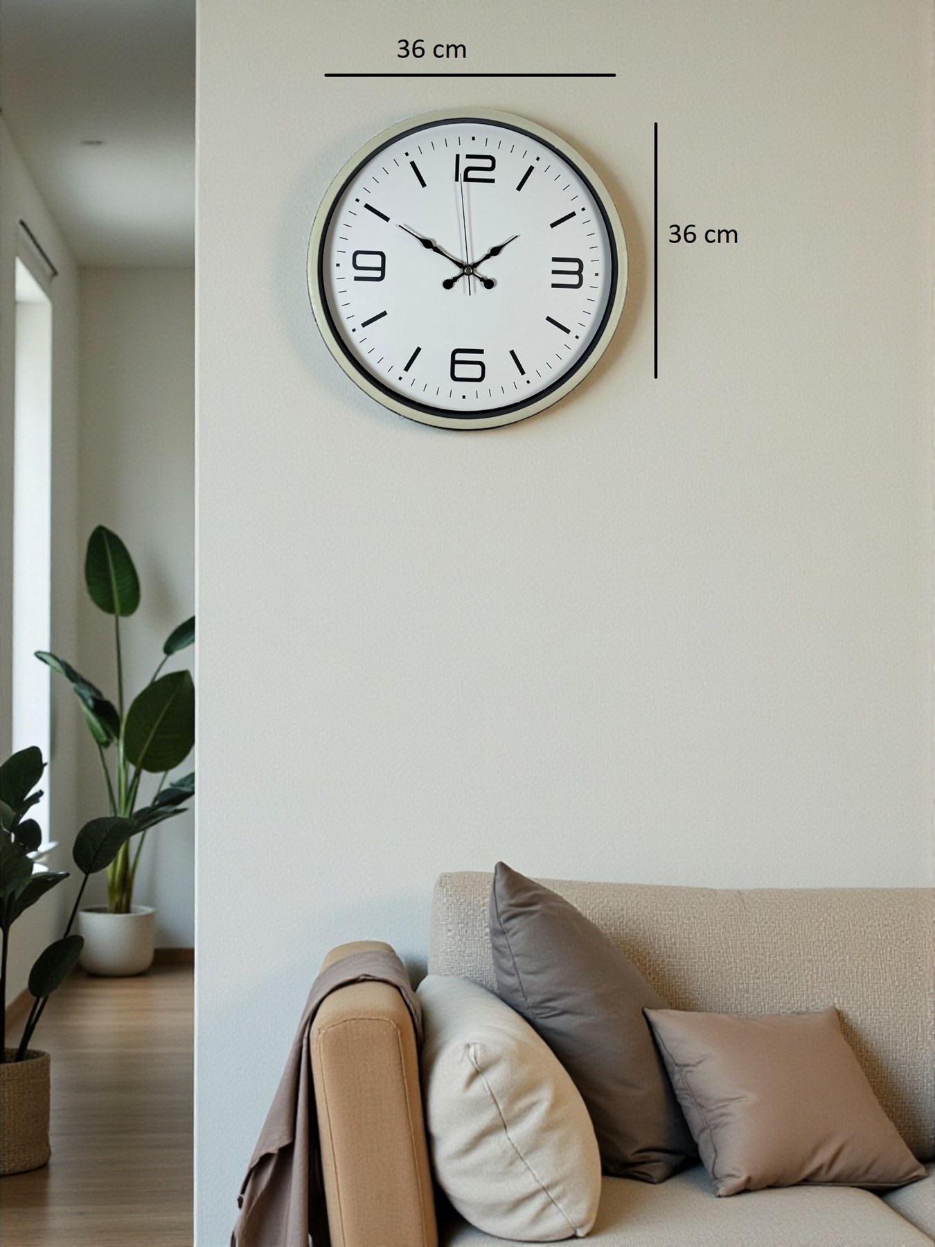 36 Cm Krem Modern Dekoratif Duvar Saati