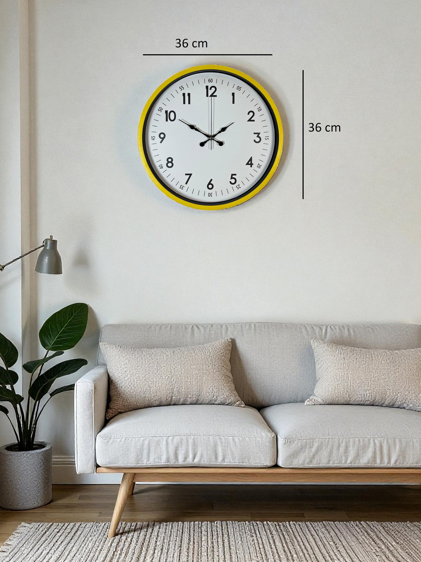 36 Cm Sarı Modern Dekoratif Duvar Saati