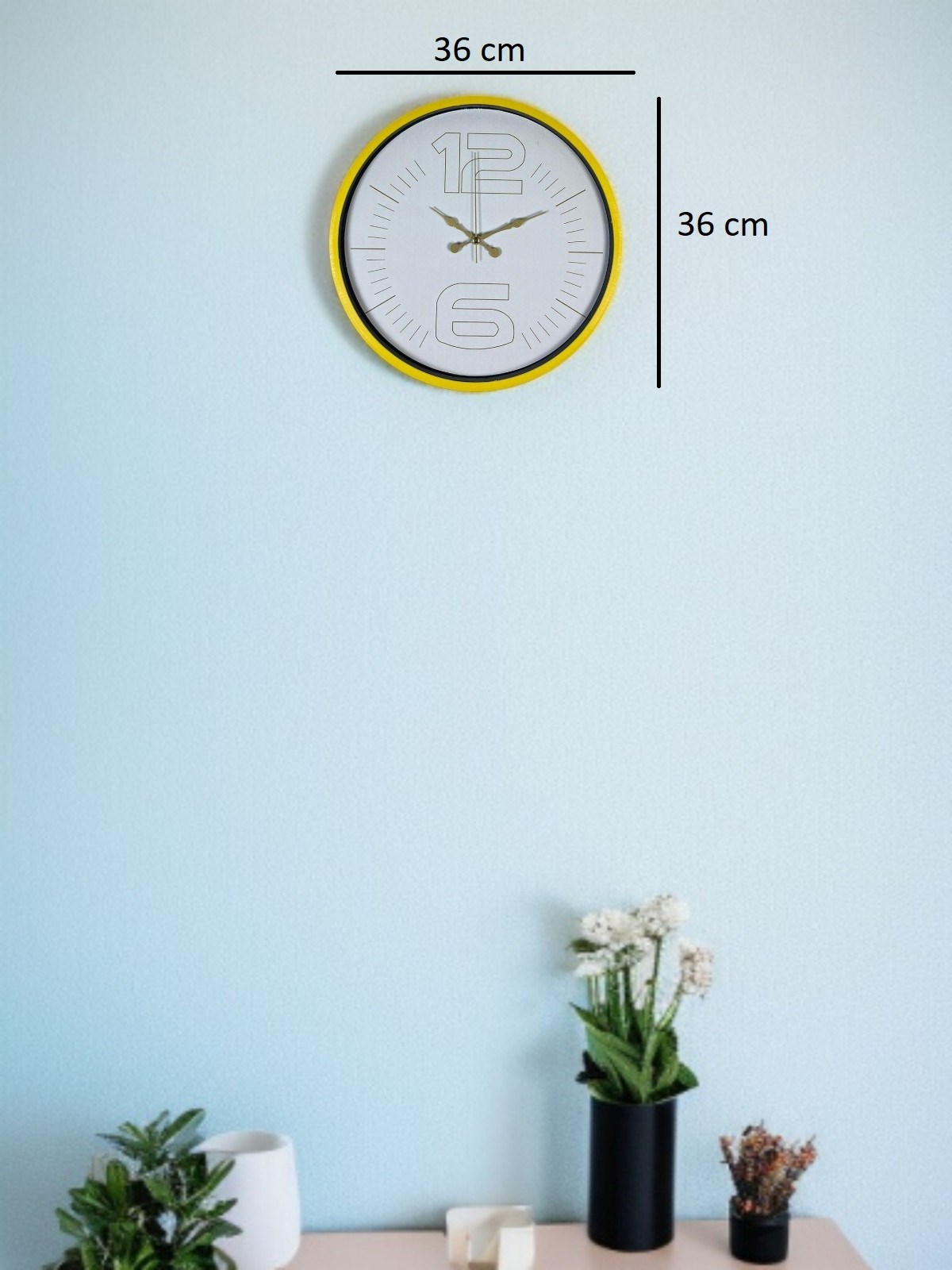 36 Cm Sarı Dekoratif Duvar Saati