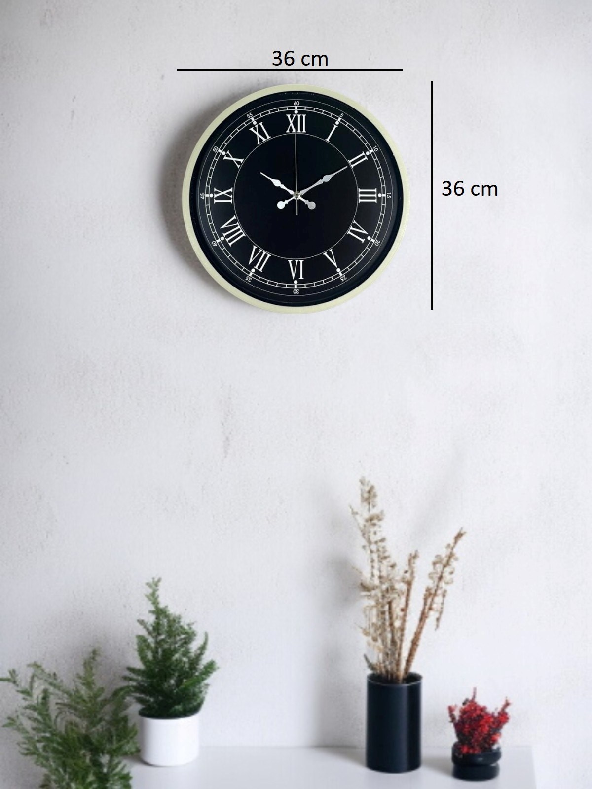 36 Cm Krem Dekoratif Duvar Saati