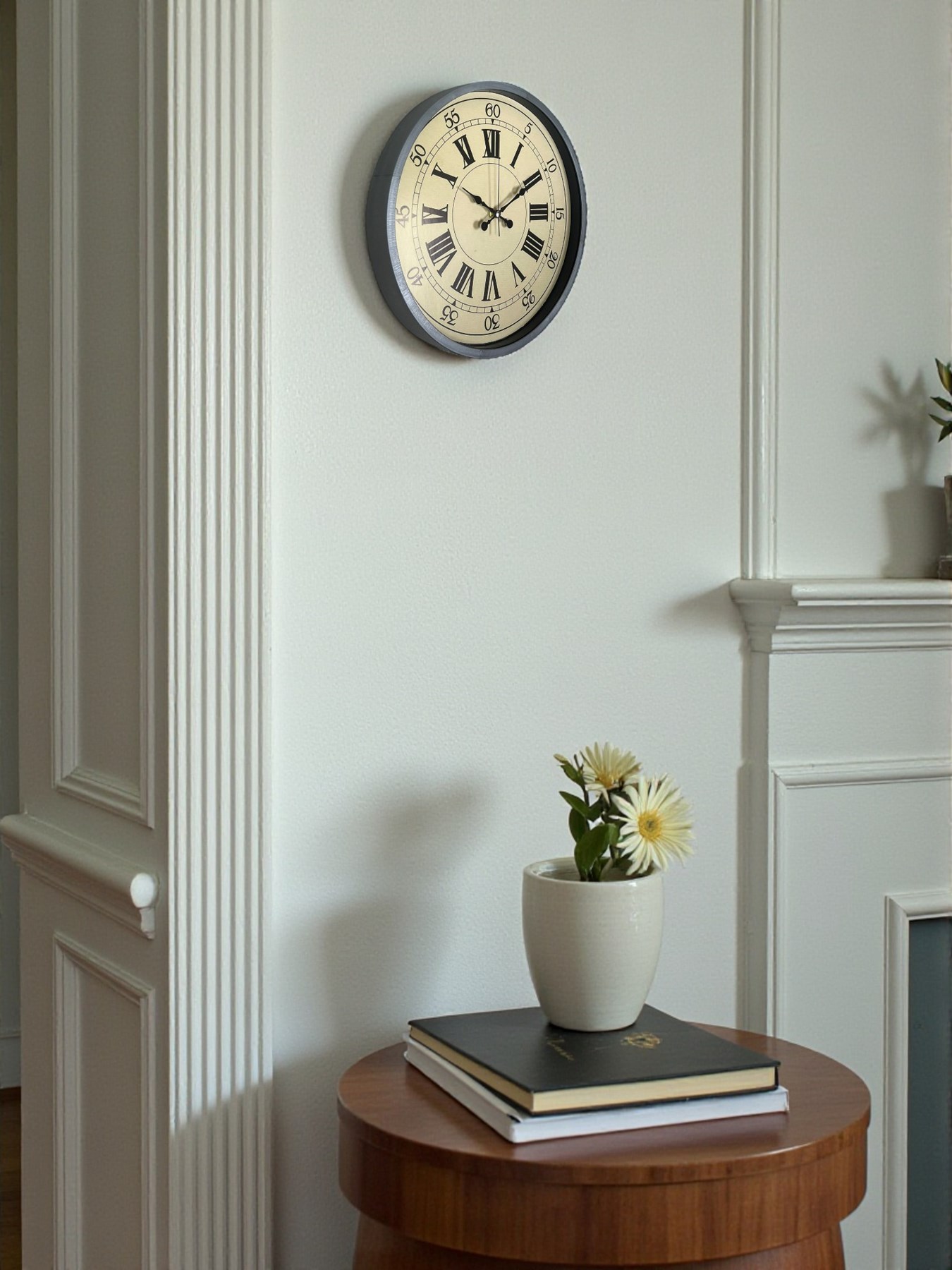 36 Cm Nostalji Gri Dekoratif Duvar Saati