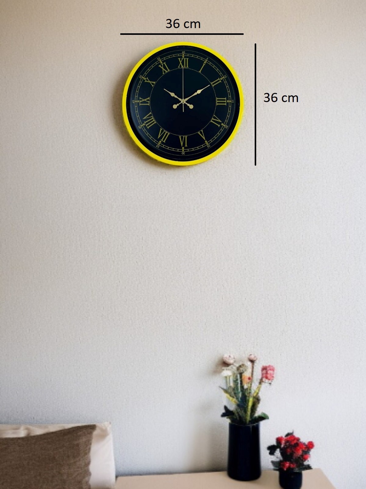 36 Cm Standart Sarı Duvar Saati