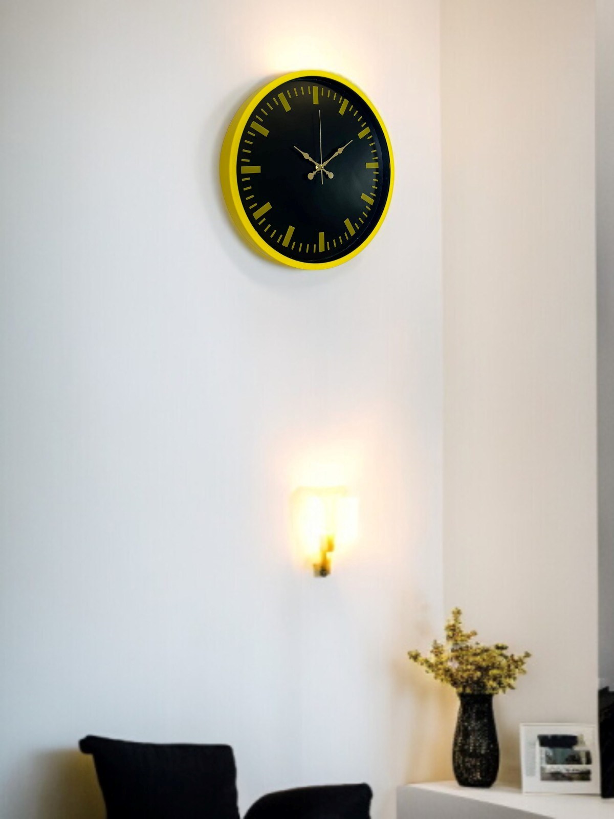 36 Cm Sarı Dekoratif Duvar Saati