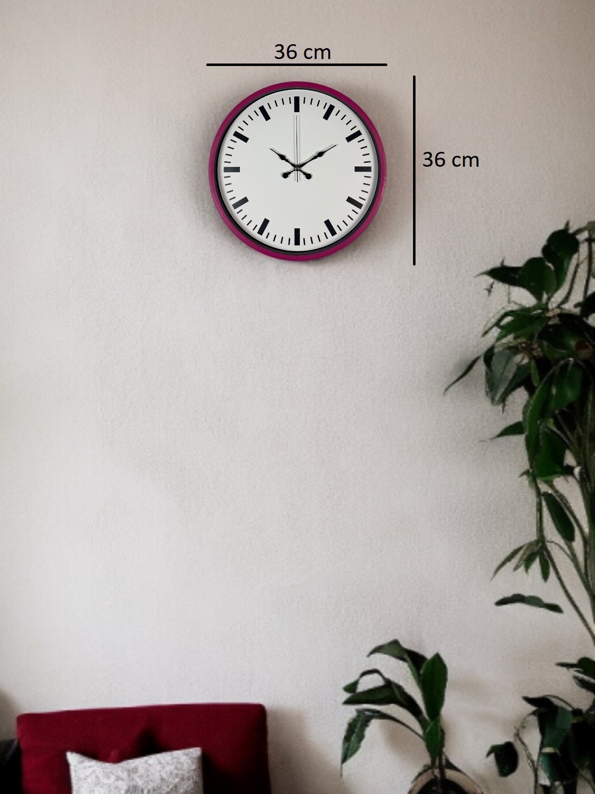36 Cm Pembe Dekoratif Duvar Saati