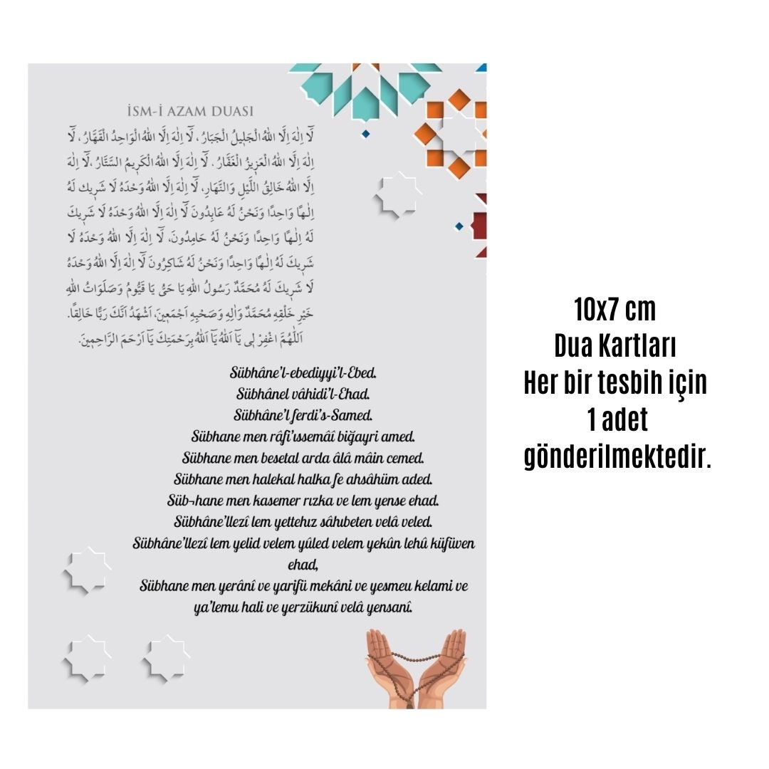Namaz Tesbihi Vavlı 99’lu Cam İncili İsmi Azam Dua Kartı İle Gri Renk Hediyelik 100 Adet