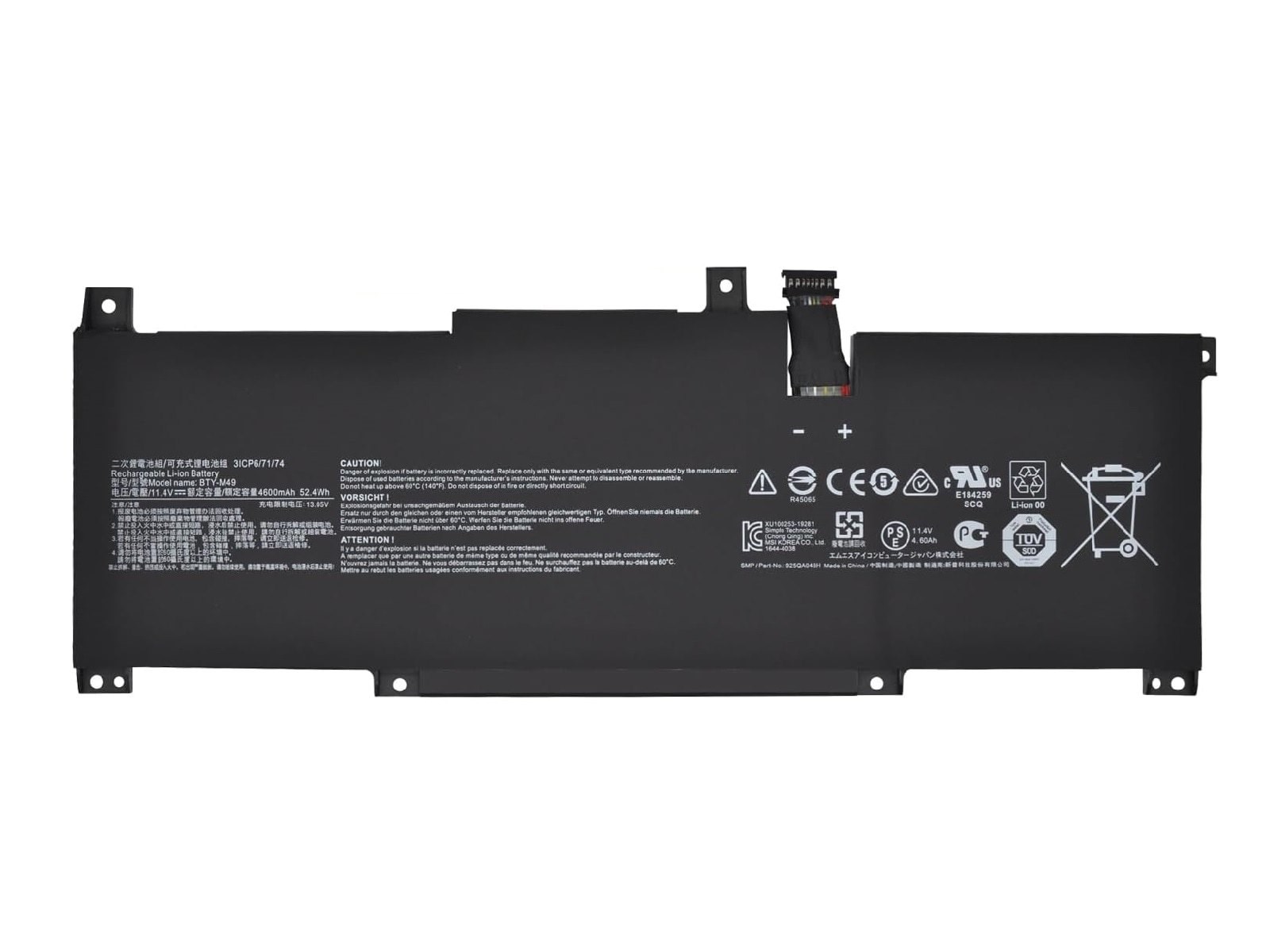 RETRO MSI BTY-M49 Notebook Bataryası - Ver.1 - Siyah Soket