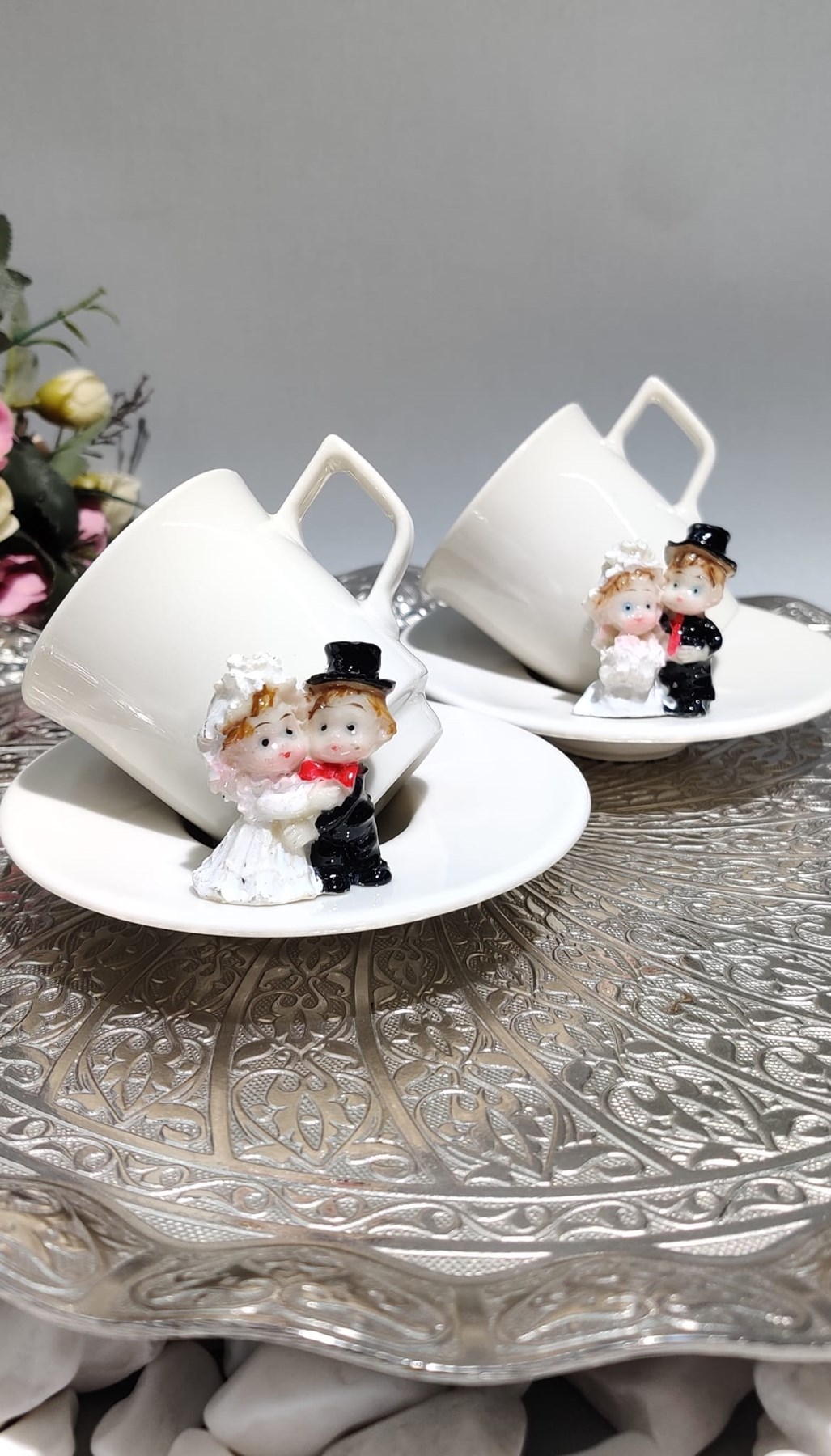 KİRLİNOVA® GELİN DAMAT 2’Lİ PORSELEN FİNCAN TAKIMI