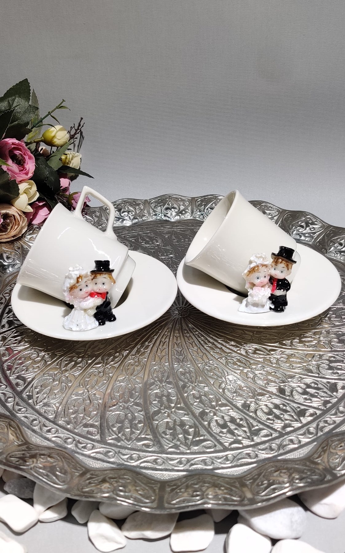 KİRLİNOVA® GELİN DAMAT 2’Lİ PORSELEN FİNCAN TAKIMI