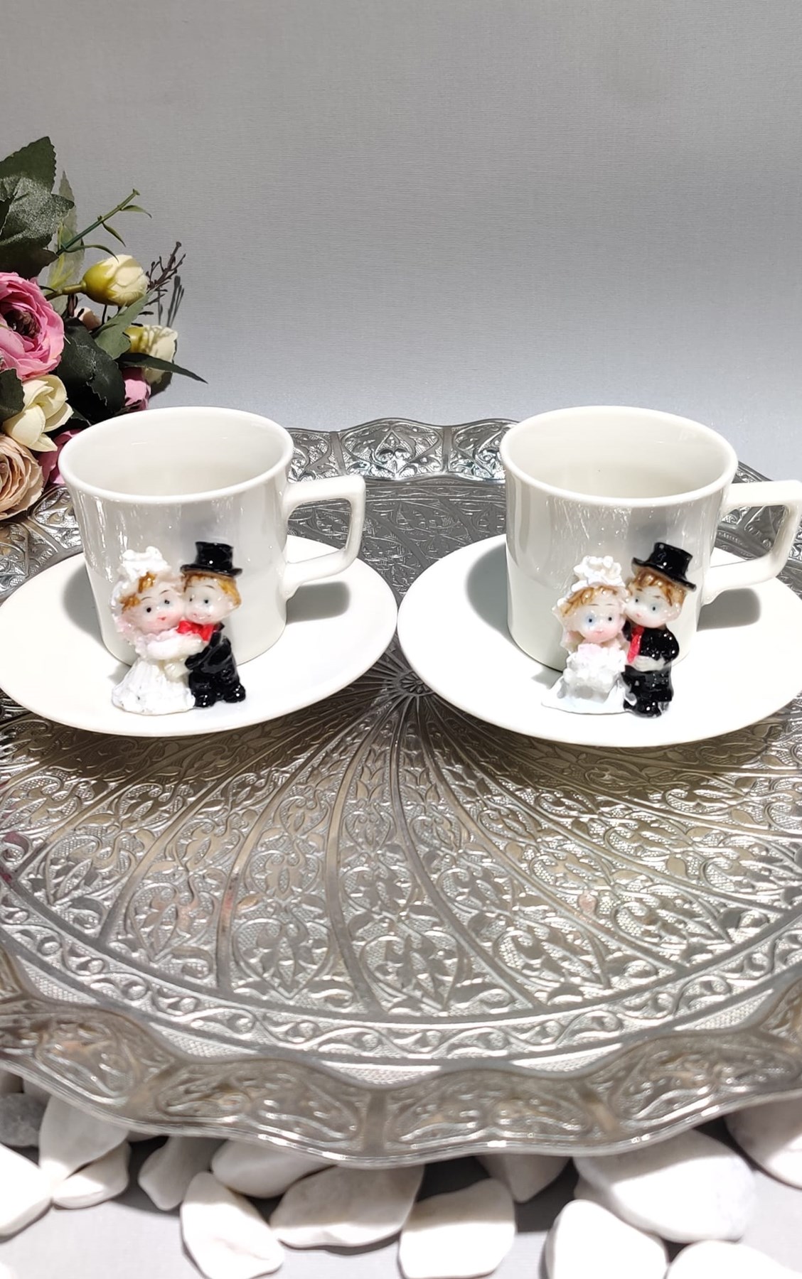 KİRLİNOVA® GELİN DAMAT 2’Lİ PORSELEN FİNCAN TAKIMI