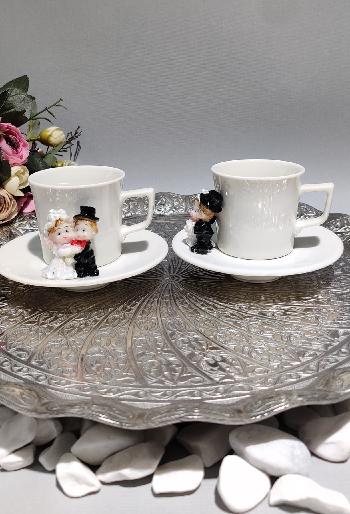 KİRLİNOVA® GELİN DAMAT 2’Lİ PORSELEN FİNCAN TAKIMI