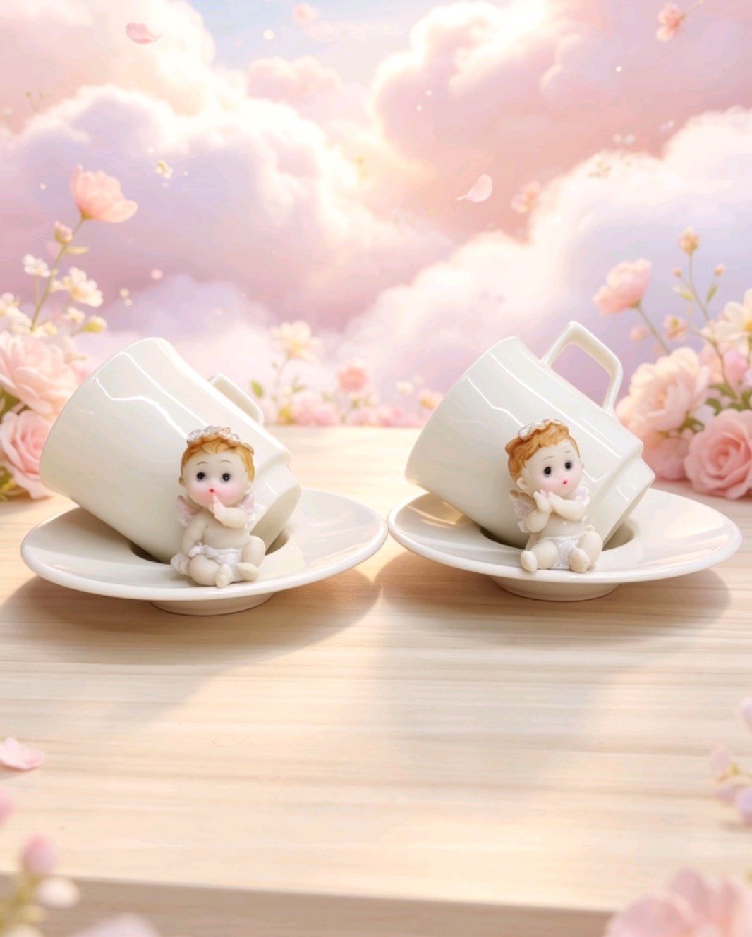 KİRLİNOVA® MELEK BEBEK 2’Lİ PORSELEN FİNCAN TAKIMI