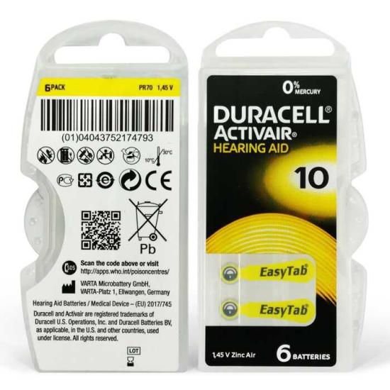 Duracell Activair10 6’lı Kulaklık Pili