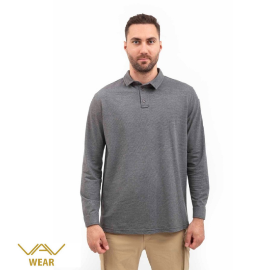 VAV Tlac-02 Polo Yaka Uzun Kol Tişört Koyu Füme M