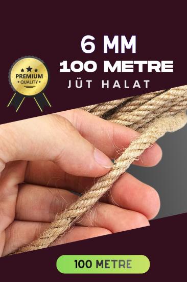 6 MM 100 Metre Jüt Halat Dekoratif Hasır İp Urgan Süs