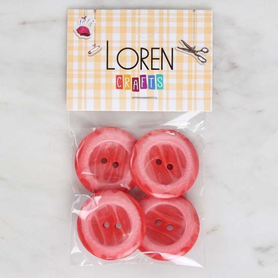 Loren Crafts 4’lü Kırmızı Düğme - 1725