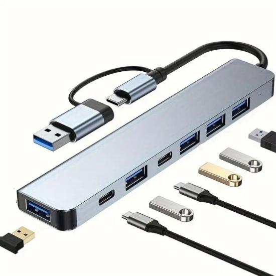 BUFFER® 8 in 1 Usb Çevirici Notebook Macbook Type-C Uyumlu Çoklayıcı Görüntü Aktarıcı Hub