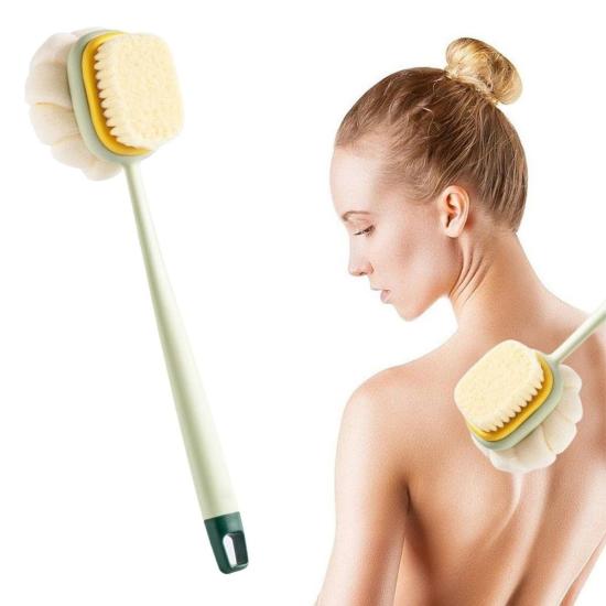 2’si 1 Arada Çift Taraflı Uzun Saplı Fırçalı Banyo Vücut Sırt Fırçası Banyo Lifi
