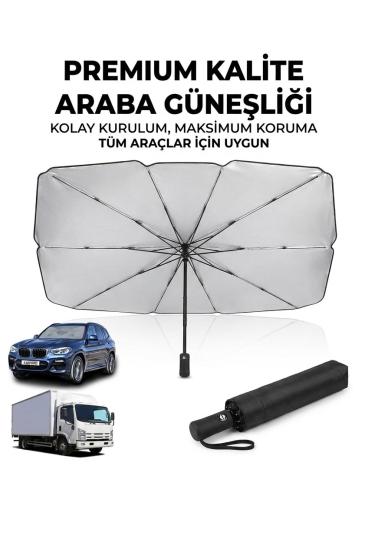 BUFFER® Premium Katlanabilir Araç Ön Cam Güneşliği – Şemsiye Tipi Oto Güneşlik, UV Korumalı Isı Yalıtımlı Ön Cam Gölgelik