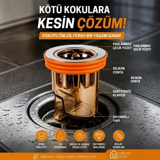 BUFFER® Gider Kokusu ve Böcek Önleyici Gider Kapağı, Duş ve Lavabo İçin Geri Akış Önleyici Plastik Yer Süzgeci Kapağı