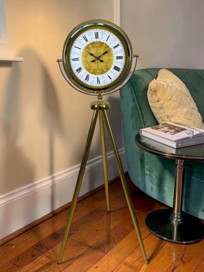 Gold Osmanlı Motifli Tripod Ayaklı Saat