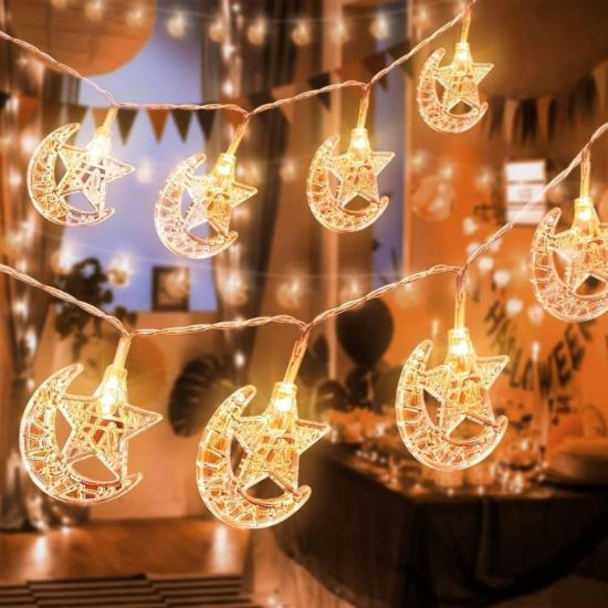 Hilal ve Yıldız Şekilli 3.5 Metre USB LED Işık – 20 LED’li Dekoratif Ramazan Dekorasyonu ve Ortam Aydınlatması