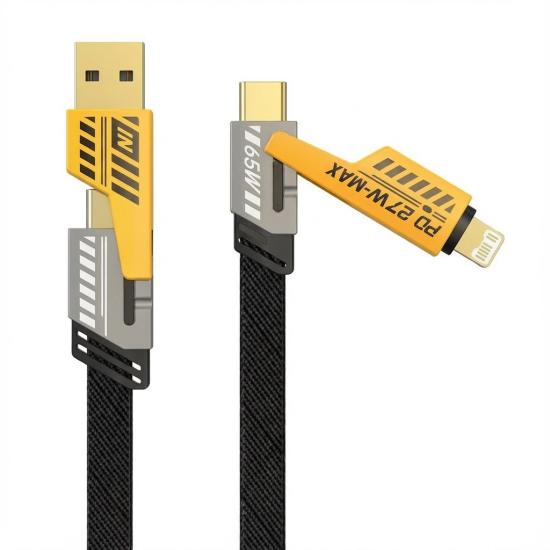 BUFFER® 4in1 65W Hızlı Şarj Kablosu – Type-C to USB-A + Type-C to Lightning, 27W PD Destekli Çoklu Şarj Kablo