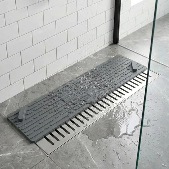 BUFFER® Gri Uzun Gider Kapağı Silikon Mat – Koku Önleyici ve Haşere Engelleyici Gider Koruyucu