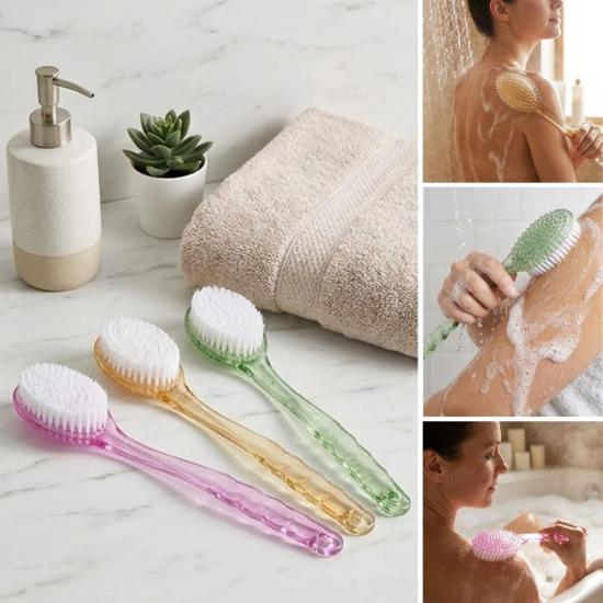 BUFFER® Plastik Saplı Vücut Temizleme Fırçası - Çok Amaçlı Sırt ve Vücut İçin Banyo ve Duş Kese Aparatı