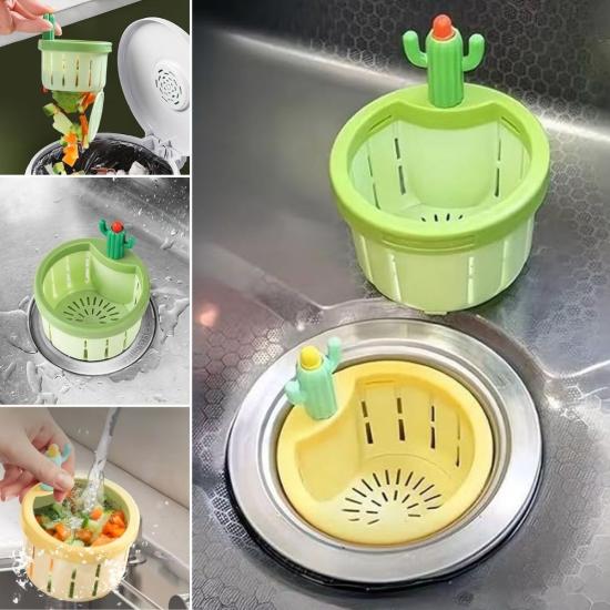 BUFFER® Basmalı Kaktüs Mutfak Lavabo Süzgeci – Sebze Artıkları ve Yemek Kalıntıları İçin Gider Filtresi