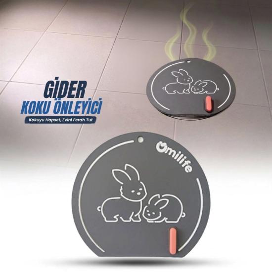 BUFFER® Tavşan Desenli Gider Koku Önleyici Silikon Mat – Böcek ve Kötü Koku Engelleyici Lavabo Gider Kapağı