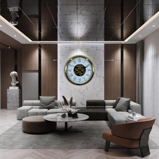 Luxury Gold 60 Cm Çarklı Duvar Saati