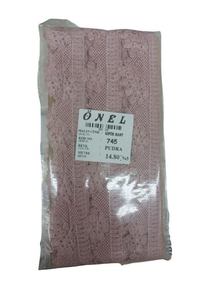 Dantel Polyester Güpür Bant Pudra 14,80 Metre En 3 Cm On-745-pu
