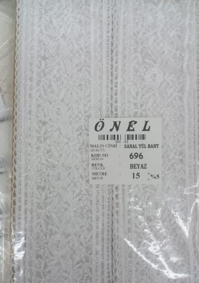 Dantel Polyester Sanal Tül Bant Beyaz 15 Metre En 6 Cm On-696-b