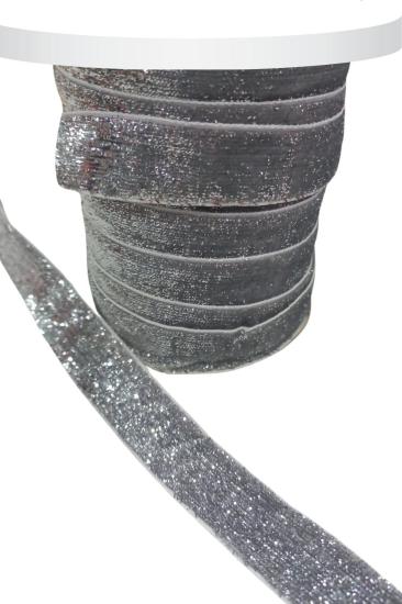 Kadife Kurdele Simli 2 Cm Gümüş 10 Metre