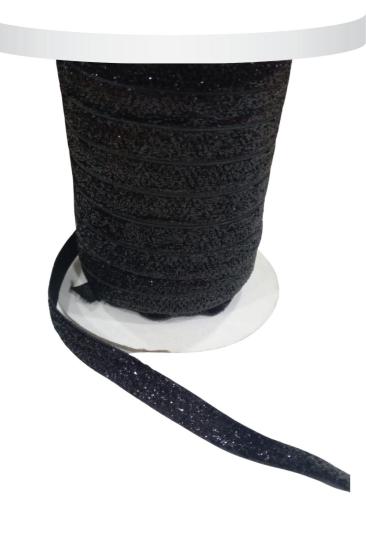 Kadife Kurdele Simli 1 Cm Siyah 10 Metre