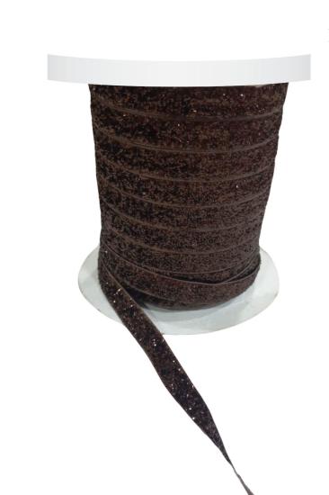 Kadife Kurdele Simli 1 Cm Kahverengi 1 Metre