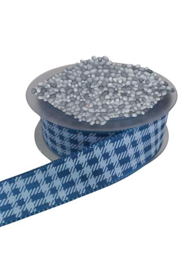 Tafta Ekoseli Kurdele 25 Mm İndigo 2 Metre