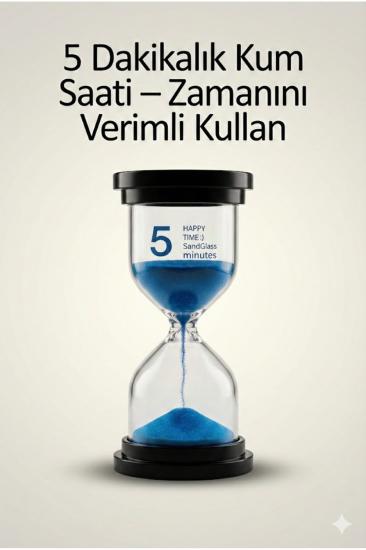 5 Dakikalık Kum Saati Zamanlayıcı – MAVİ Dekoratif Masa Saati 4 Renk Seçeneği