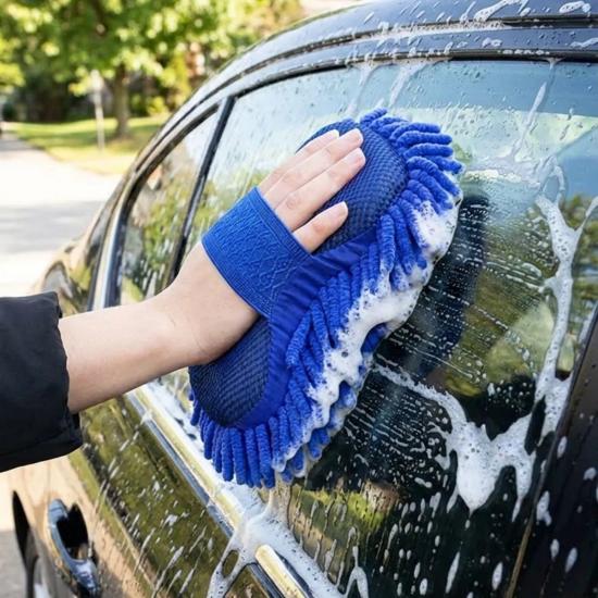 BUFFER® Mikrofiber Oto Yıkama Eldiveni – Kalın Süngerli Araç Temizleme Bezi, Araba Yıkama Eldiveni
