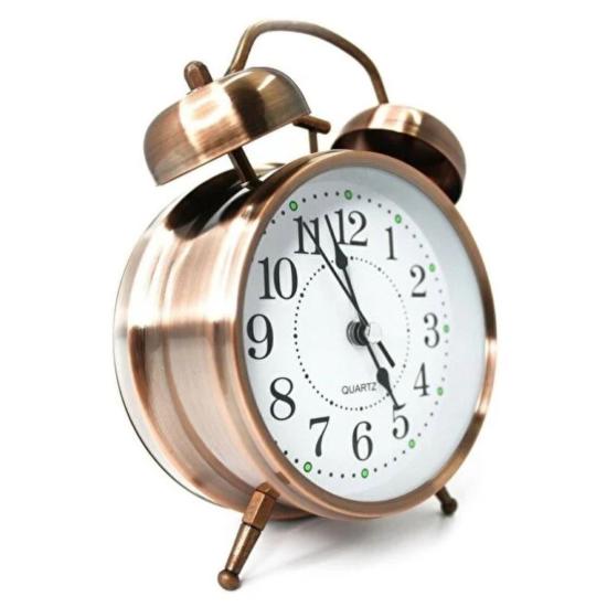 BUFFER® Nostaljik Çalar Saat – Retro Tasarım, Sessiz Akan Mekanizma, Yüksek Sesli Alarm, Masa ve Komodin İçin Dekoratif Saat