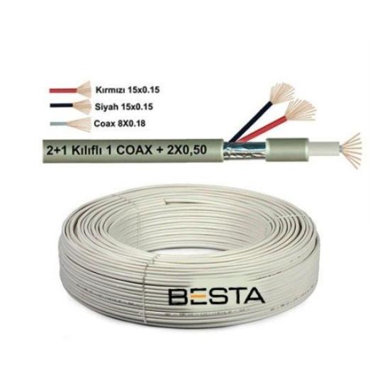 2+1 100 Metre 0,50 CCTV Kamera Kablosu KD-1393