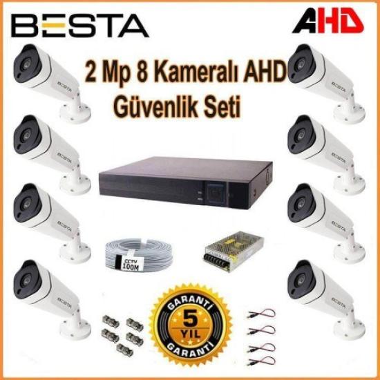 2Mp Ahd 1080P Gece Görüşlü 8 Kameralı Güvenlik Sistemi