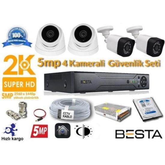 5MP 4 Kameralı AHD Güvenlik Seti