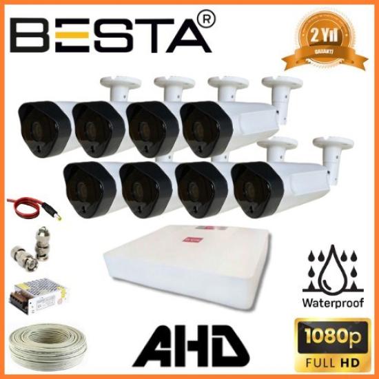 2 MP 1080P 8 Dış Mekan Kameralı AHD Güvenlik Seti