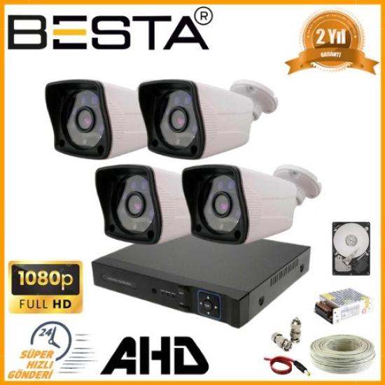 2 MP 1080P 4 Dış Mekan Kameralı AHD Güvenlik Seti