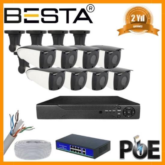 5 MP 1440P 8 DIŞ MEKAN KAMERALI IP POE Güvenlik Seti
