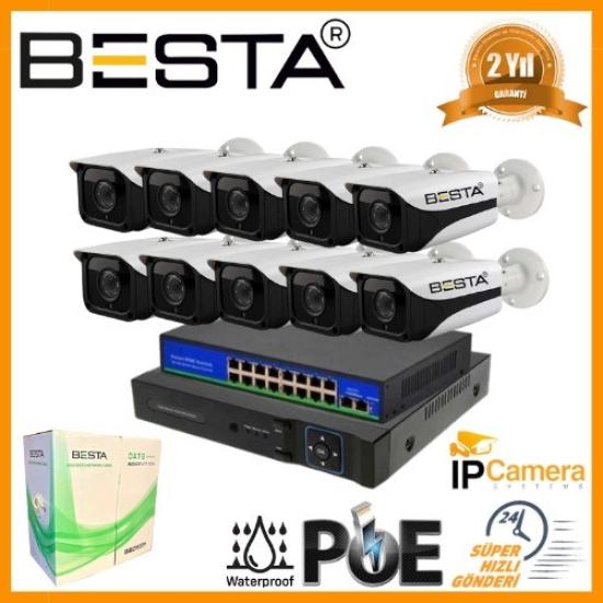 5 MP 1440P 10 Dış Mekan Kameralı IP POE Güvenlik Seti